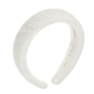 Soft Fluffy Fuzzy Solid Color Hair Band Plush Headband White